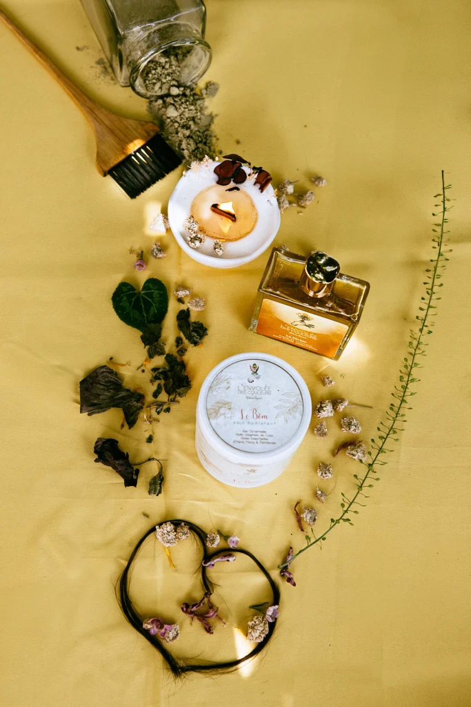 Les soins nécessaires au rituel green botox, masque capillaire et huile au mica d'or
